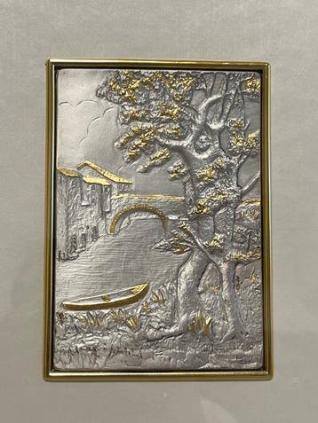 Reliëf, Paesaggio naturalistico - 35 cm - Bladgoud, Lamina