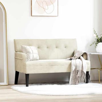 vidaXL Chesterfield Bank Crème 112 x 65,5 x 75 cm Fluweel, Verzenden