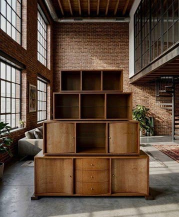 Acerbis - Mario Bellini - Boekenkast - Ondaquadra 817 - Hout