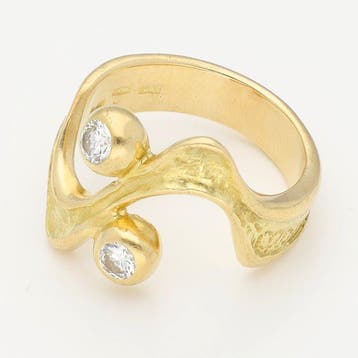 Bague - 18 carats Or jaune Diamant (Naturelle)