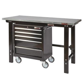 Werkbank zwart 150 cm met zinken werkblad en, Ophalen of Verzenden, Nieuw