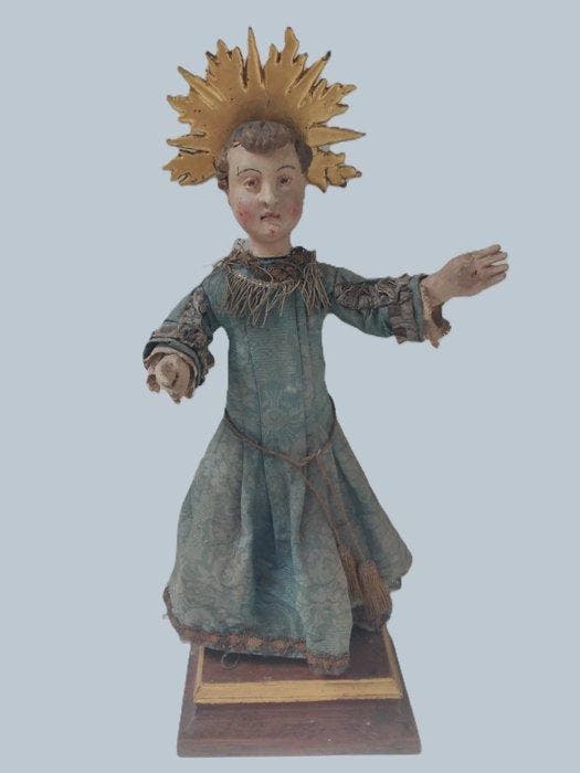 sculptuur, Jesuskind mit Strahlenkranz - 54 cm - Hout,, Antiek en Kunst, Kunst | Niet-Westerse kunst