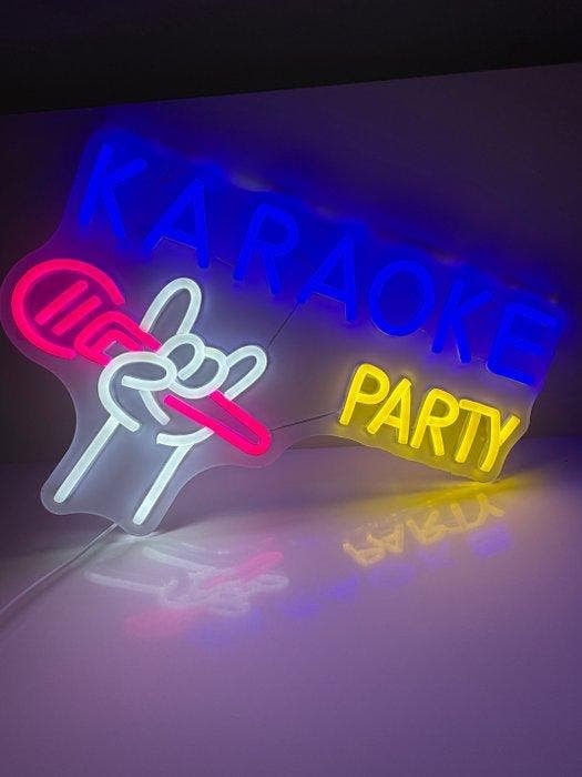 Neonlichtbord - Neonbord Red Light Amsterdam: Karaoke Party, Antiquités & Art, Art | Objets design