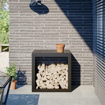 vidaXL Haardhoutrek 60x40x60 cm staal zwart, Verzenden