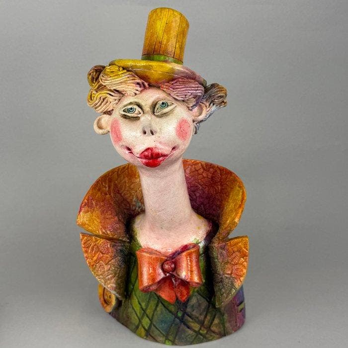 Anna Ponka (XX-XXI) - The clown - hand made, Antiquités & Art, Art | Objets design