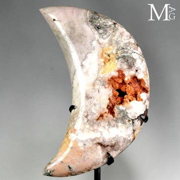 Sculpturale Maan in Natuurlijke Roze Amethist - Elegant en