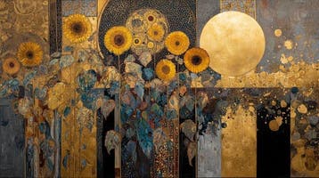 Mrs Art Prime - The Golden Sunflowers in Gustav Klimt Style