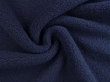 10 meter teddy bont - navy - Bouclé stoffen, Overige kleuren, Verzenden, 120 cm of meer, Polyester