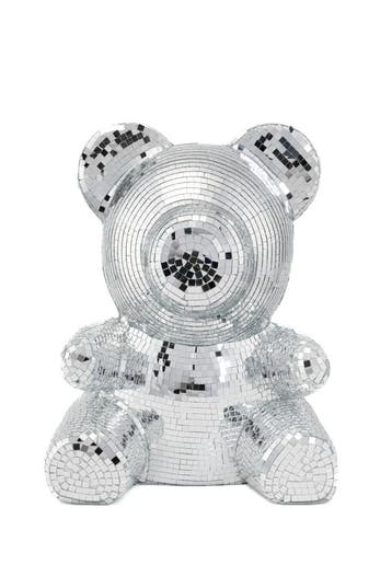 KIMU® Teddybeer 31 cm Spiegeltjes Zilver Beer Discobal Pop B, Ophalen of Verzenden, Nieuw