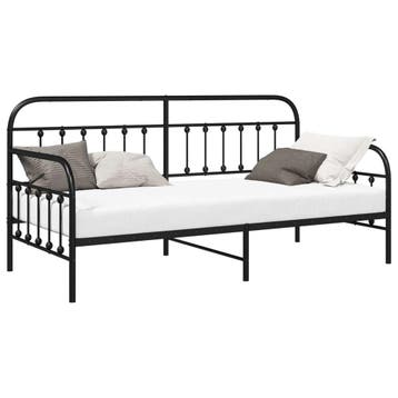 Stalen daybed 90x200 Zwart | Tweede kansje | OP = OP, Eenpersoons, Verzenden, Zwart, Zo goed als nieuw