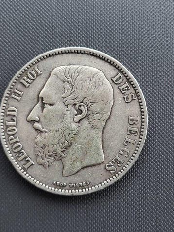 België. Leopold II. 5 Francs 1868 (Zonder minimumprijs)
