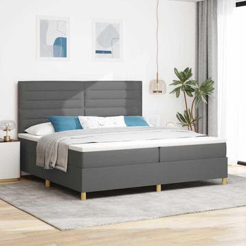 vidaXL LED Box Spring Bed met hoofdeinde Donkergrijs 200 x, Huis en Inrichting, Verzenden, Nieuw