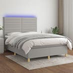 vidaXL Boxspring met matras en LED stof lichtgrijs 140x200, Verzenden, Nieuw