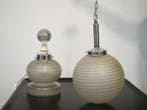 Lamp (2) - pendelarmatuur + tafellamp - Satijngeëtst glas -