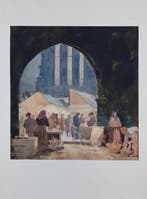 Max Frey (1874-1944) - Marktszene unter gotischem Torbogen