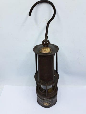 Lampe - Mijnlamp - Laiton, Fer, Verre - Lampe de mineur