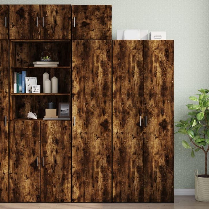 vidaXL Opbergkast smal 45x42,5x225 cm bewerkt hout gerookt, Huis en Inrichting, Kasten | Dressoirs, Nieuw, Verzenden