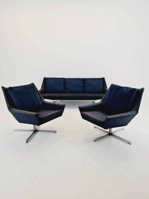 Wilhelm Knoll - Lounge stoel - Textiel - bank en 2 fauteuils, Antiek en Kunst, Kunst | Designobjecten
