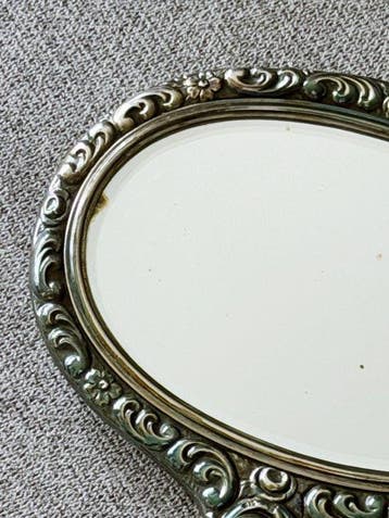 Miroir à main- Miroir à main du coffret de coiffure - Argent