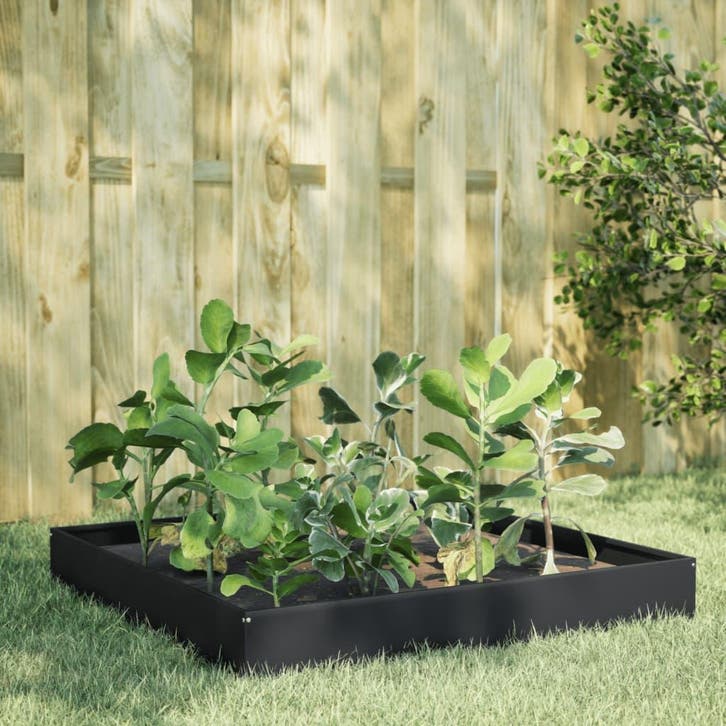 vidaXL Plantenbak verhoogd 100x100x26 cm staal zwart, Tuin en Terras, Bloempotten, Nieuw, Verzenden