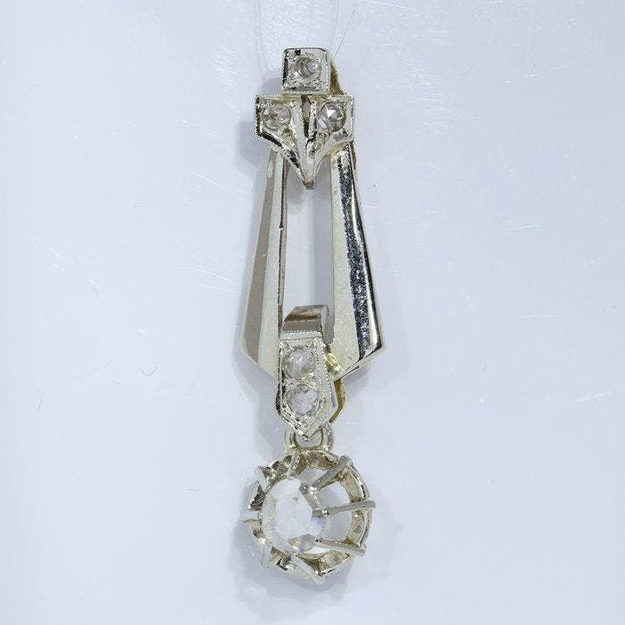 Hanger - 18 karaat Witgoud, Geel goud - Diamant - Vintage, Handtassen en Accessoires, Antieke sieraden