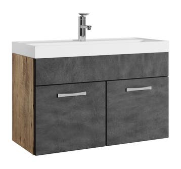 Badkamermeubel Set Paso 01 80 x 40 cm Kastanje Grijs, Verzenden, Nieuw