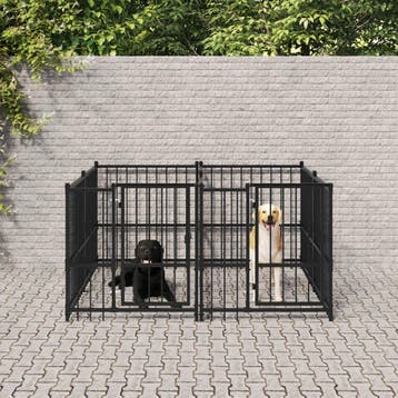 vidaXL Hondenkennel voor buiten 3,75 m² staal, Verzenden, Nieuw