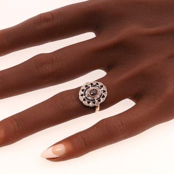 Ring - 18 karaat Roségoud, Zilver - Diamant - Antiqua circa, Nieuw