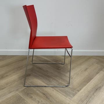 Viasit kantinestoel / stapelstoel, rood - chroom, Gebruikt, Eén