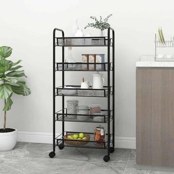 vidaXL Keukentrolley 5-laags 46x26x105 cm ijzer zwart, Verzenden, Nieuw
