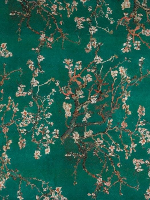 TexStilArt - Van Gogh ALMOND BLUE - Exclusieve stof 100%, Antiek en Kunst, Curiosa en Brocante