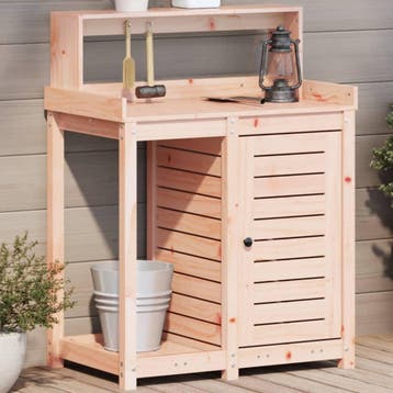vidaXL Oppottafel met schappen 82,5x50x109,5 cm massief, Verzenden