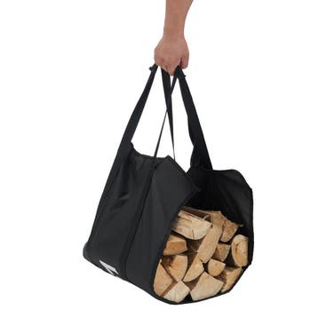 Lendo Online Draagtas Haardhout 95x44 cm Oxford Zwart, Tuin en Terras, Brandhout, Verzenden