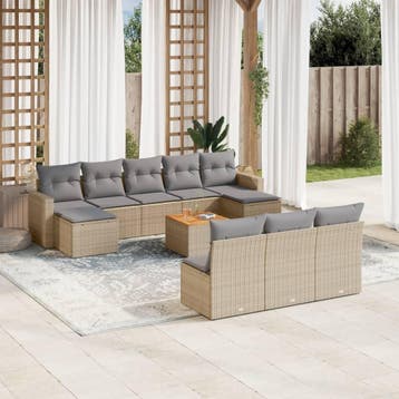 vidaXL 11-delige Loungeset met kussens poly rattan gemengd, Verzenden, Nieuw, Loungeset
