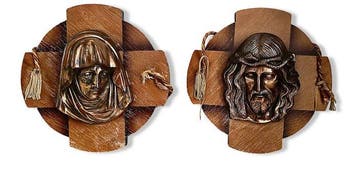 Wanddecoratie (2) - Christ & Maagd - Paar wandplaten - 23 cm