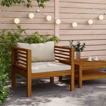 vidaXL Tuinstoel met crèmewitte kussens massief acaciahout, Tuin en Terras, Verzenden, Nieuw