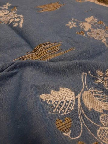 Lotto di 2 tessuti vintage in cotone Jacquard floreale -