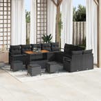 vidaXL Tuinbank Set met kussen met opslag 14 pcs Zwart, Verzenden, Nieuw