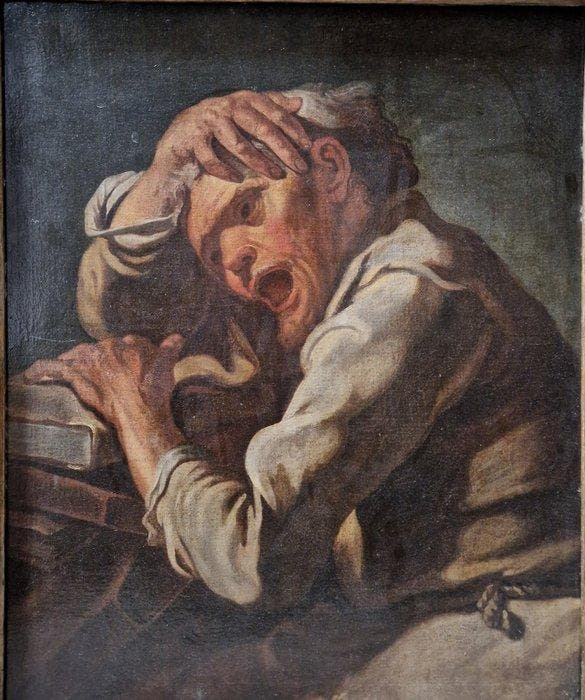 Scuola napoletana (XVIII-XIX - Ritratto di filosofo:, Antiek en Kunst, Kunst | Schilderijen | Klassiek