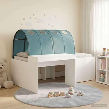 vidaXL Kinderhoogslaper met bureau 3 st Wit en Lichtblauw, Huis en Inrichting, Slaapkamer | Bedden, Verzenden, Nieuw