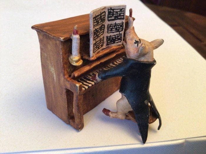 sculptuur, Le pianiste - 5 cm - Koud geverfd brons, Antiek en Kunst, Antiek | Keramiek en Aardewerk