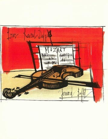 Bernard Buffet (1928-1999) - Violon et partition, Hommage à