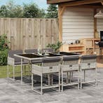 vidaXL 7-delige Tuinset met kussens poly rattan grijs, Verzenden, Nieuw, Tuinset