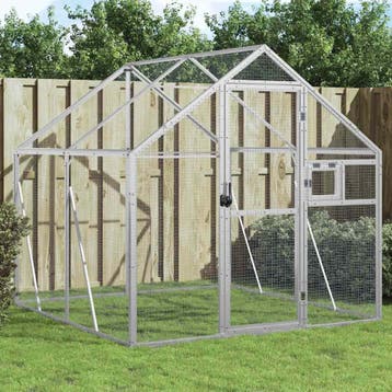 vidaXL Volière 1,79x2x1,85 m aluminium zilverkleurig, Verzenden, Nieuw