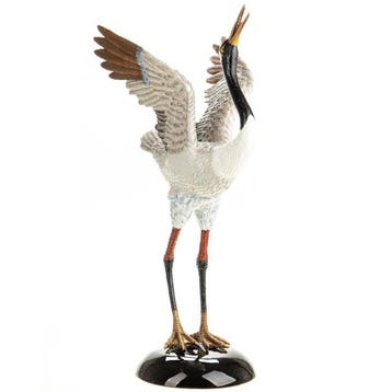 sculptuur, Crane bird - 74 cm - Brons, Porselein