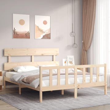 vidaXL Bedframe met hoofdbord massief hout, Verzenden, Nieuw