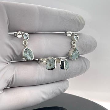 Argent - Ensemble de bijoux 2 pièces - Aigue-marine