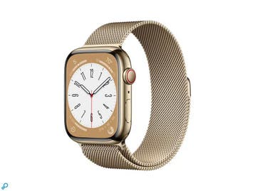 Apple Watch Series 8 45mm Cellular Goud Stainless Steel G..., Ophalen of Verzenden, Gebruikt