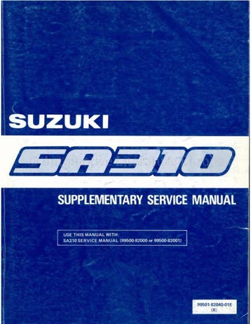 1986 SUZUKI SWIFT WERKPLAATSHANDBOEK SUPPLEMENT ENGELS