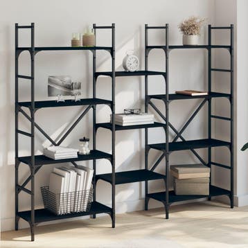 vidaXL Boekenkast 160x28,5x136,5 cm bewerkt hout zwart, Verzenden, Nieuw